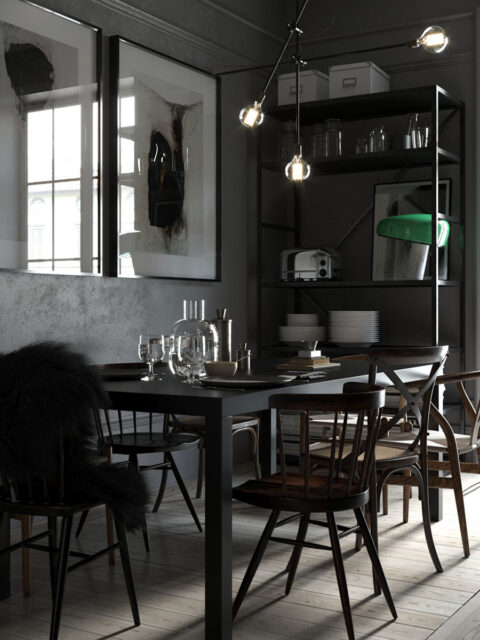 kitchen with dining area 3DS MAX, Corona render.